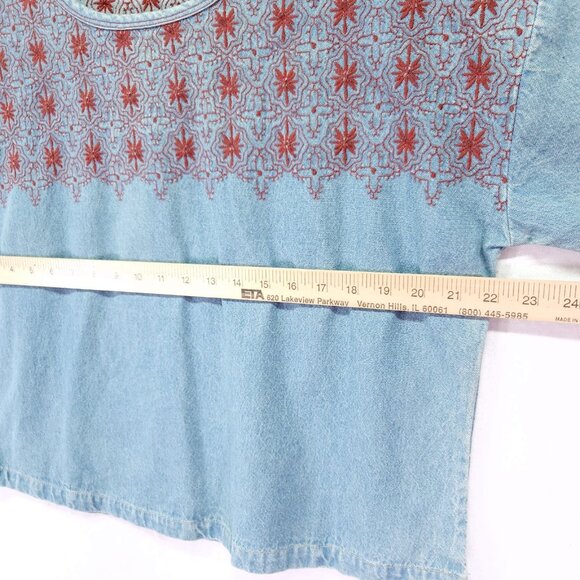 Current/Elliott The Embroidered Top Size 1 Small Womens Denim Blouse - Picture 4 of 14